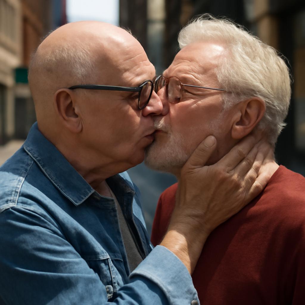 velhos gays se beijando