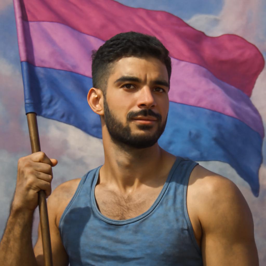 bandeira roxa rosa e azul