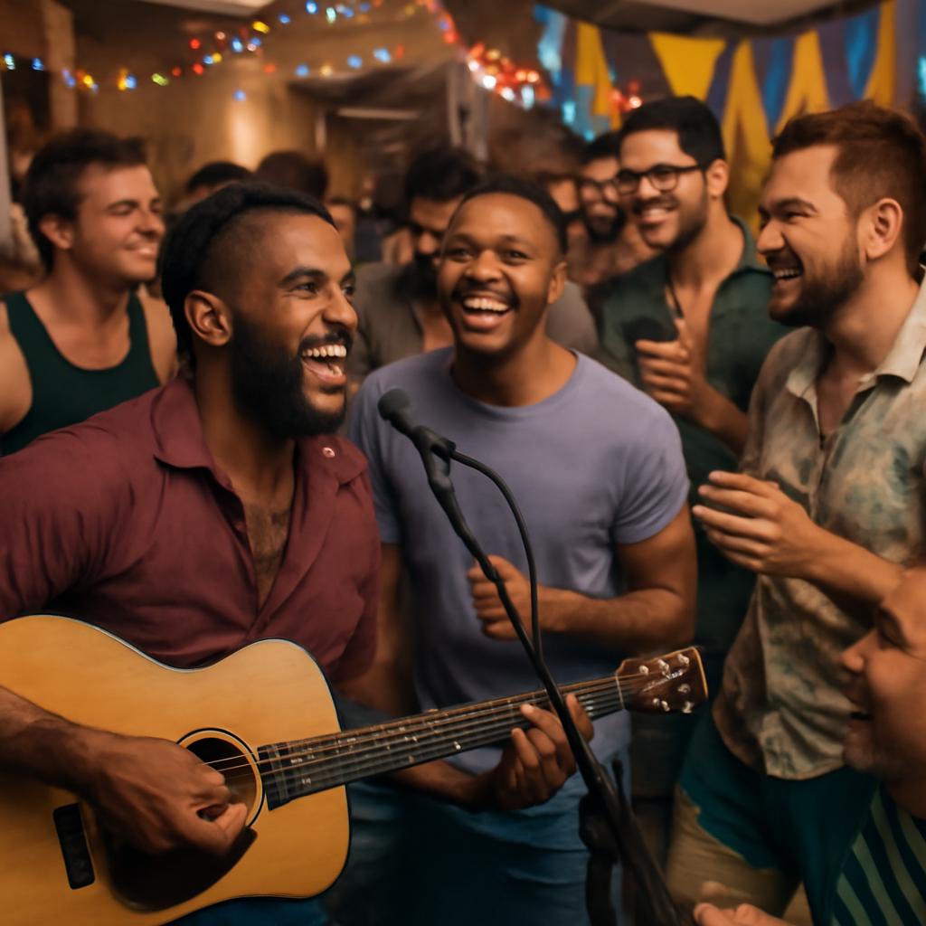 festa para socialização com música ao vivo