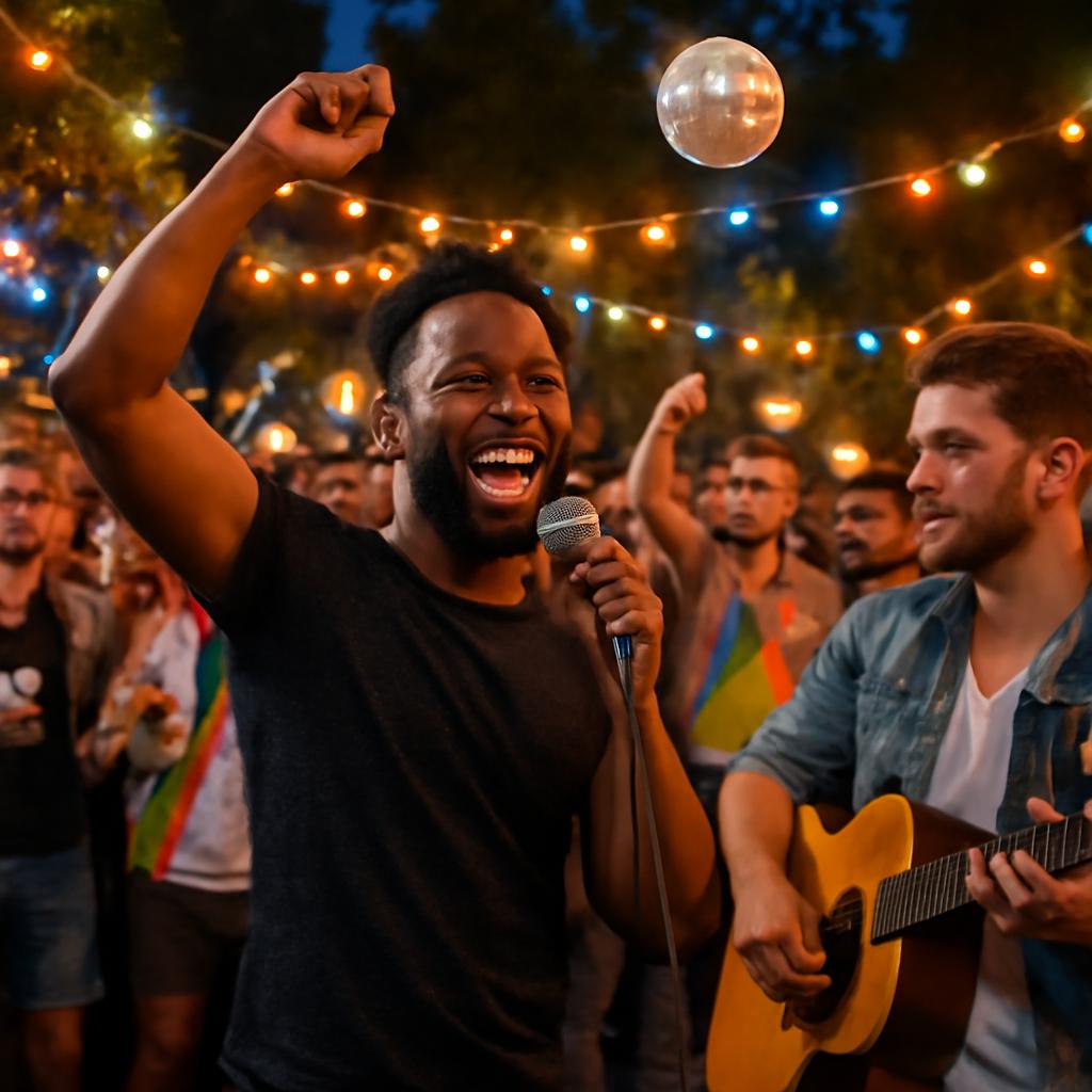 balada com festas ao ar livre e música ao vivo