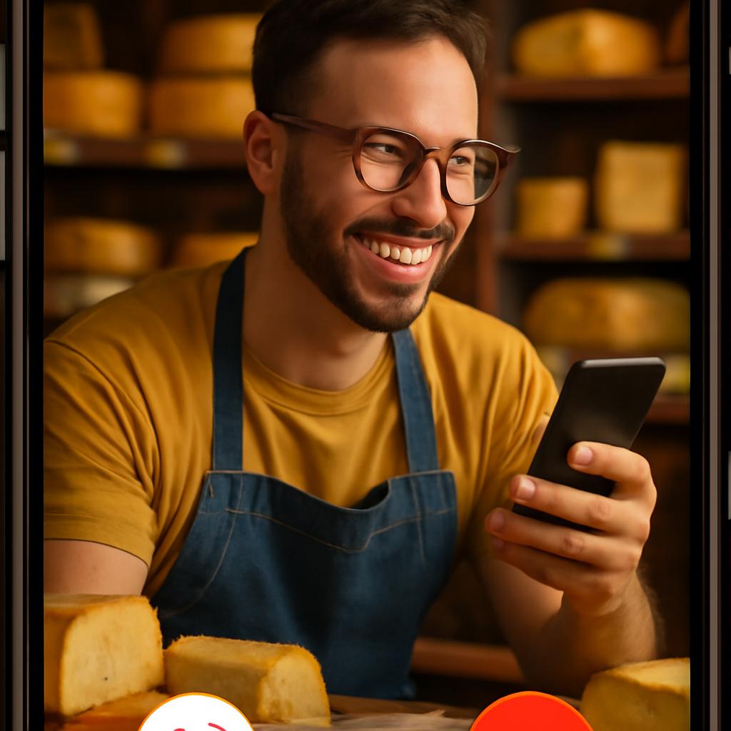 app amizade para apreciadores de queijo artesanal