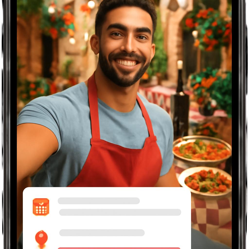 aplicativo para eventos de culinária italiana