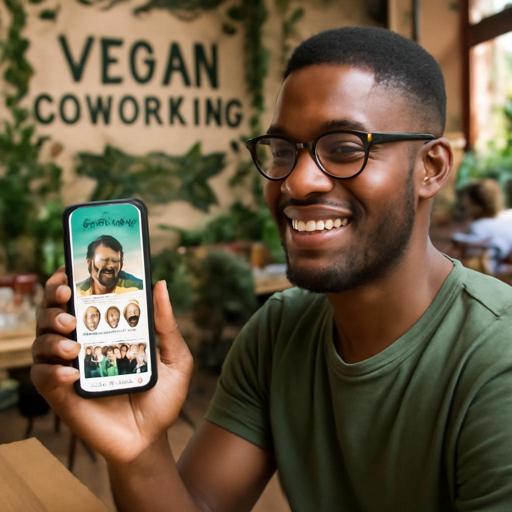 aplicativo para socialização em coworkings veganos