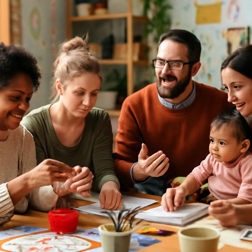 grupo colaborativo para mães aprenderem habilidades juntas