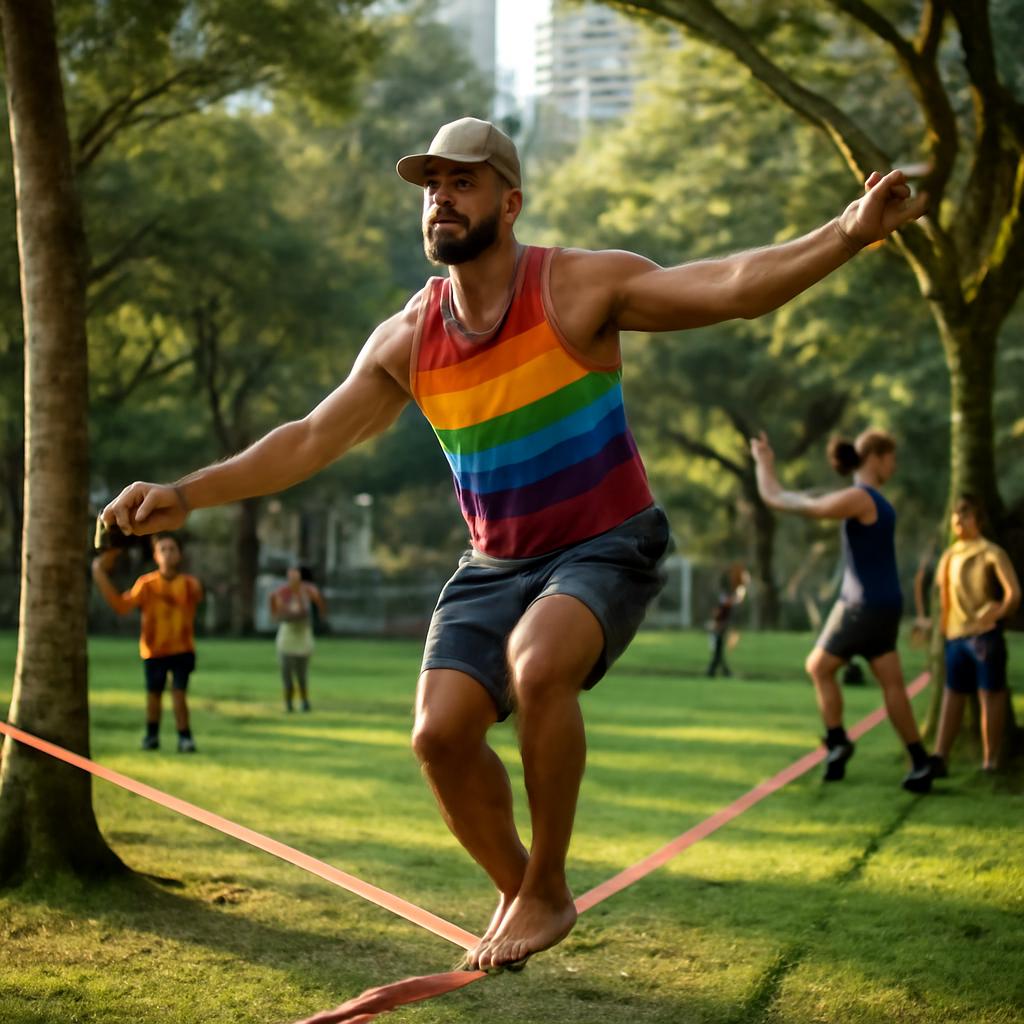 sociedade para praticantes de slackline em parques urbanos