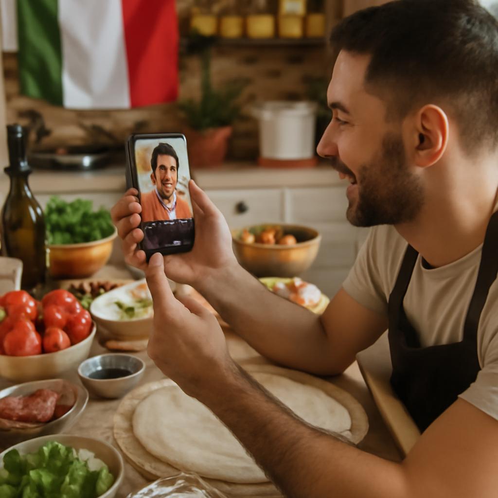 app para experiências colaborativas de culinária italiana