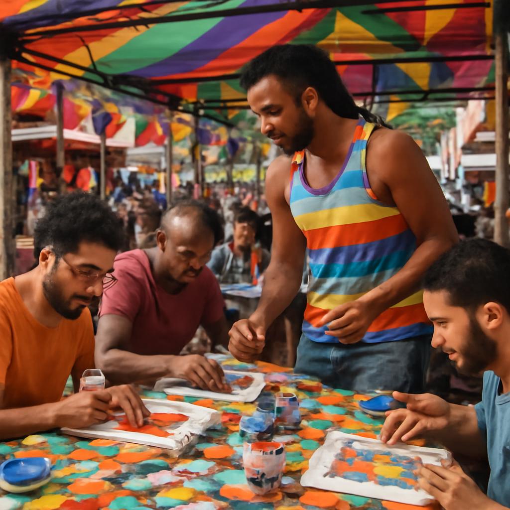 estrutura para oficinas criativas colaborativas em feiras culturais